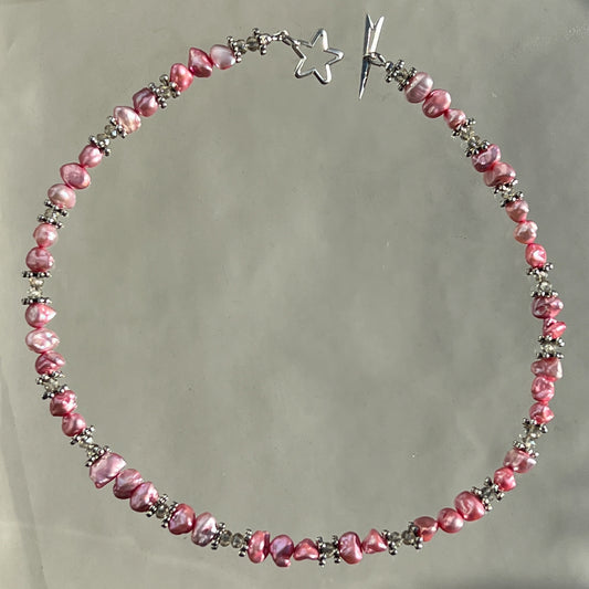 Hot Pink Pearl Necklace